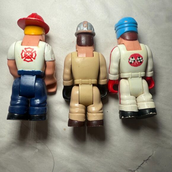 Vintage 70's Fisher Price Husky Helpers Lot of 3 - Race Driver Fire Construction - Picture 5 of 6